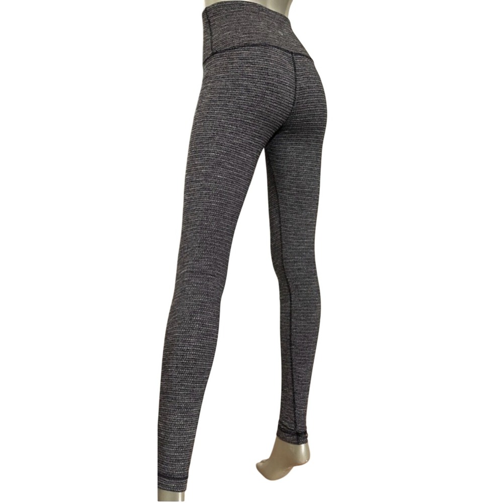Lululemon Leggings Womens 0/2 Black White Excellent Space Dye High Rise‎ Yoga